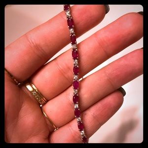 Burmese Ruby & Zircon Adjustable Slide Bracelet